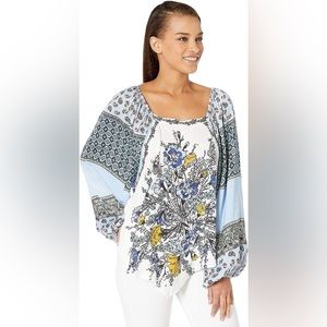 Free People Positano Printed Off the Shoulder Top Size Medium